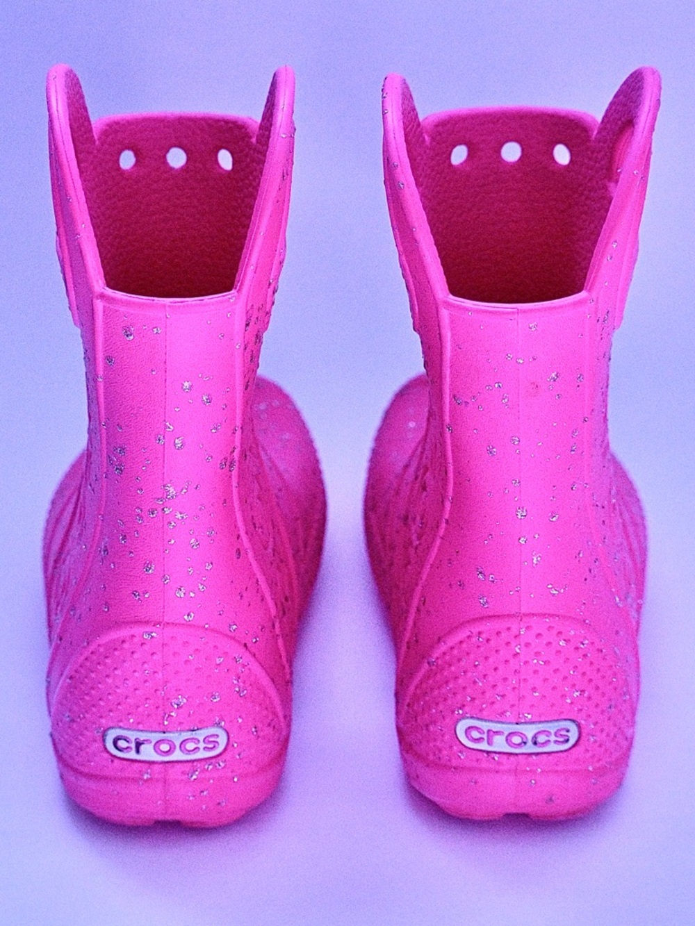 💖 Crocs Kids Rain Boots – Pink Glitter – Size C10 💖 - Picture 4 of 12